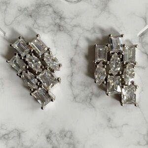 Sterling Silver Crystal Geometric Earrings